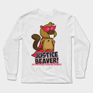 Justice Beaver - The Office Supehero - Crime Fighting Beaver Long Sleeve T-Shirt